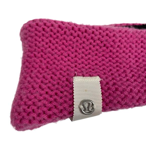 Lululemon Womens Head Band Ear Warmer Pink Black Wool Blend - Picture 2 of 5